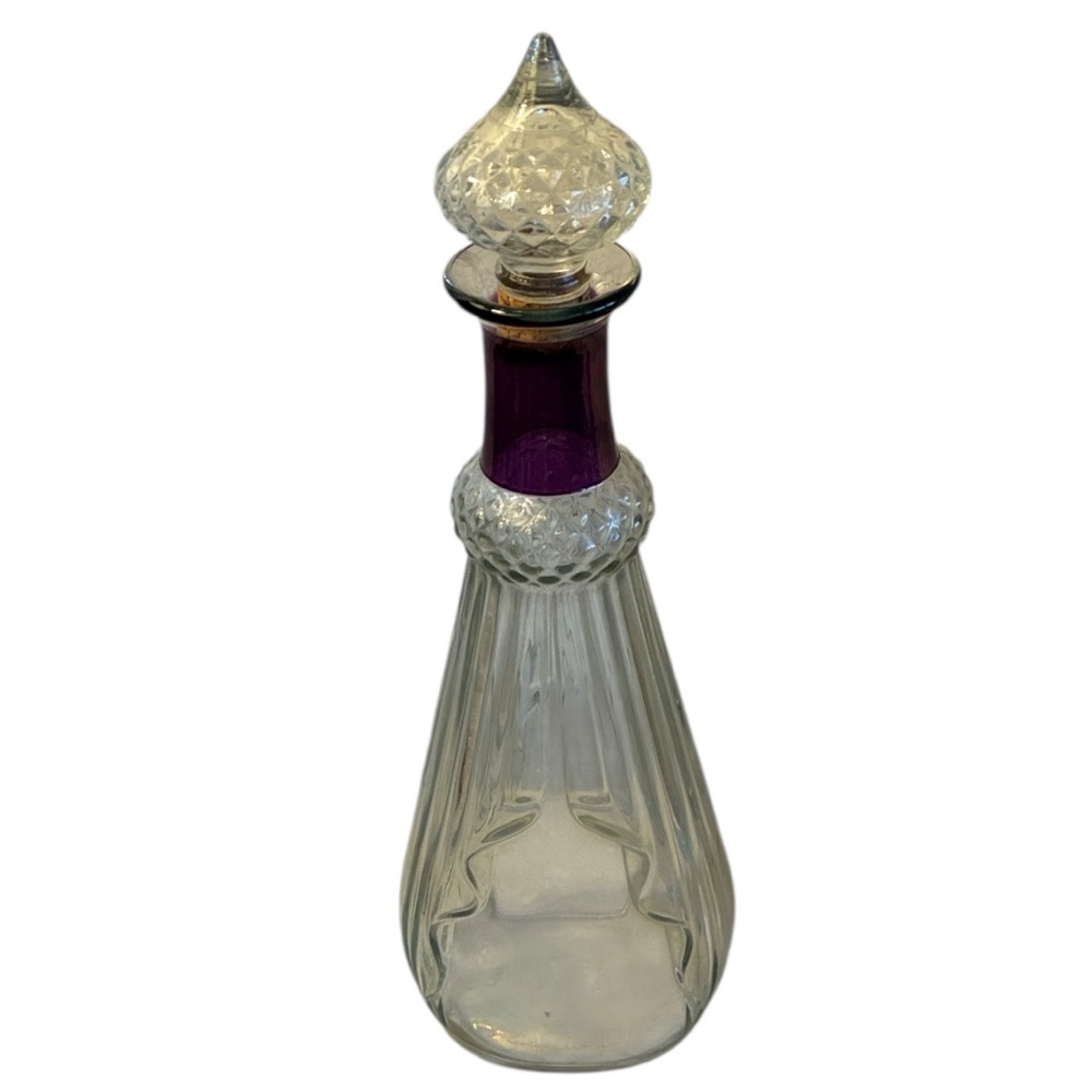 Elegant Glass Decanter with Purple Accent